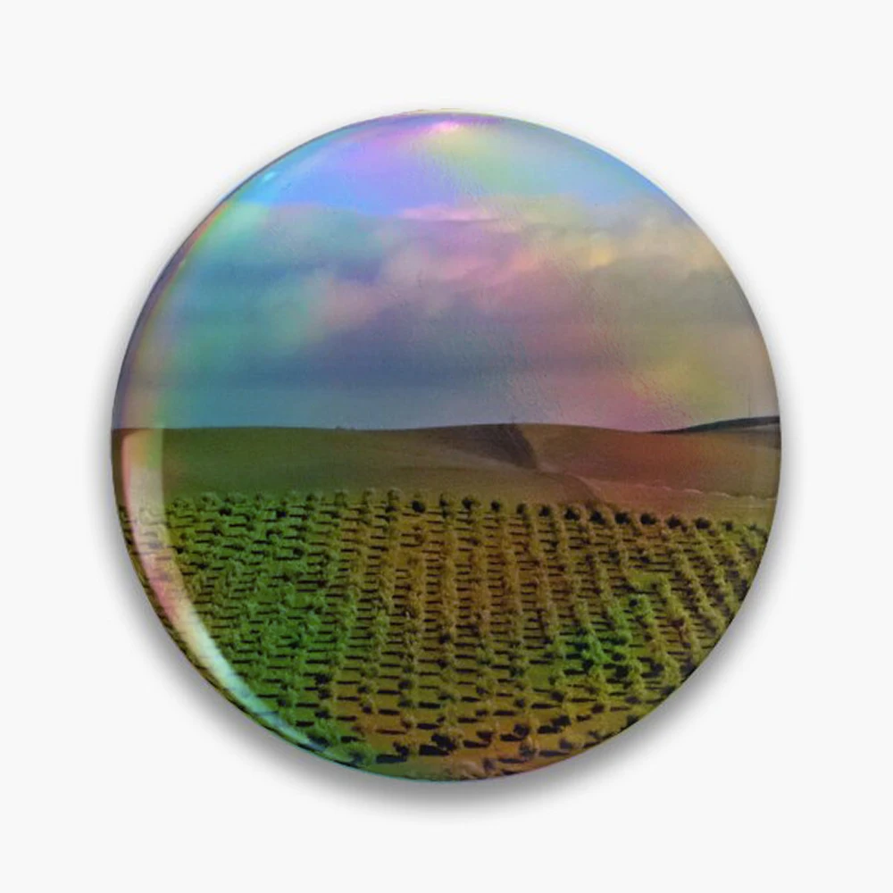 Andalucia landscape Pin Holographic Star Heart Pin Brooches Laminated Button Fashion Accessory