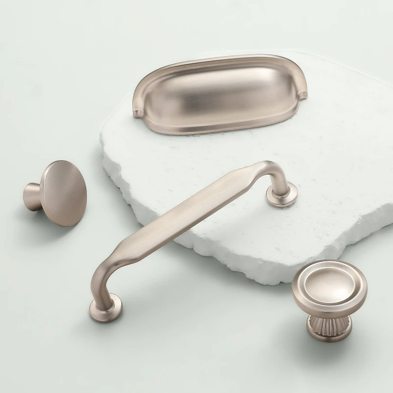 Nickel Brushed Cabinet Pull French Sideboard Wine Cabinet Handle Wardrobe Door Handle Single-Hole Drawer Knob Furniture Hardware