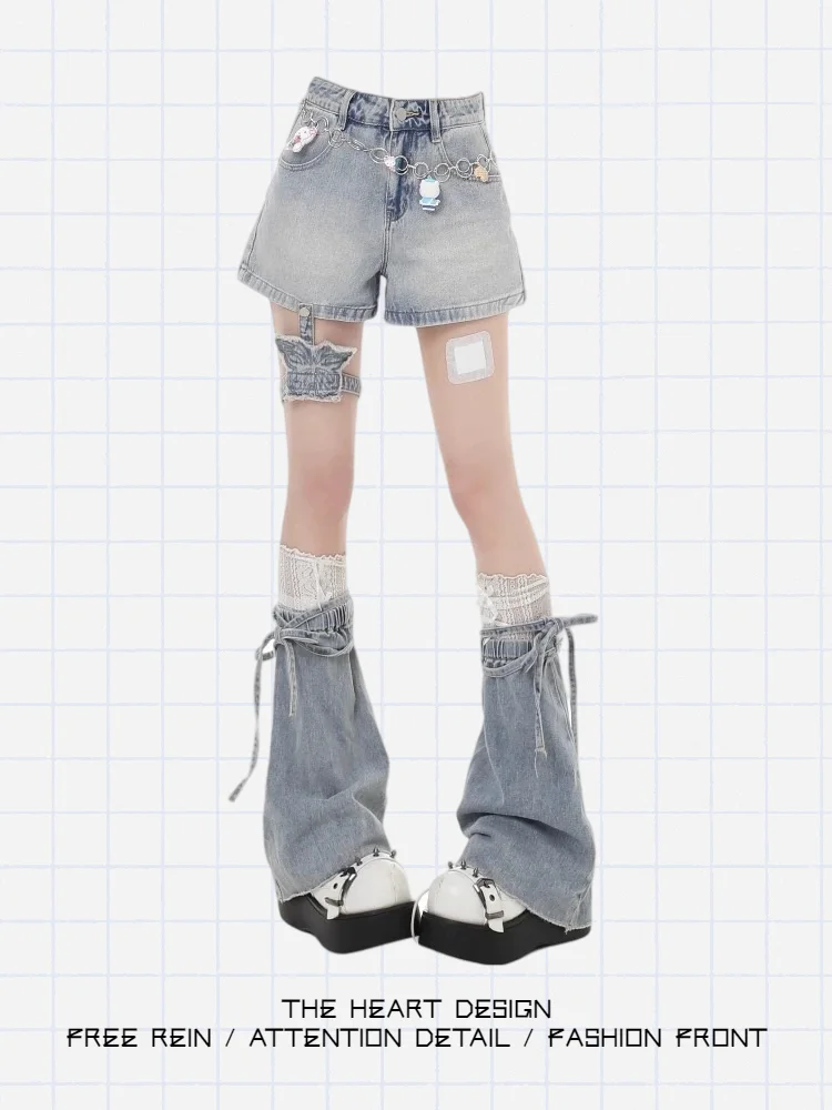 

Джинсы Y2K American Sle Hot Girl: джинсовые шорты с высокой талией и прямым кроем, для повседневной носки