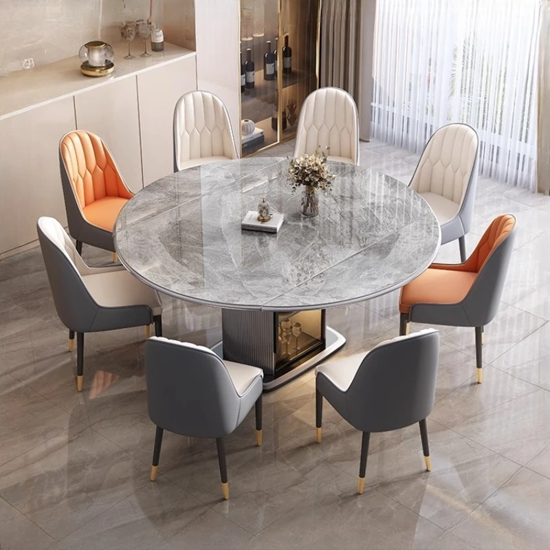 

2025 new modern 6-person round dining table turntable Living room 4 chairs kitchen table wooden luxury mesa home furniture