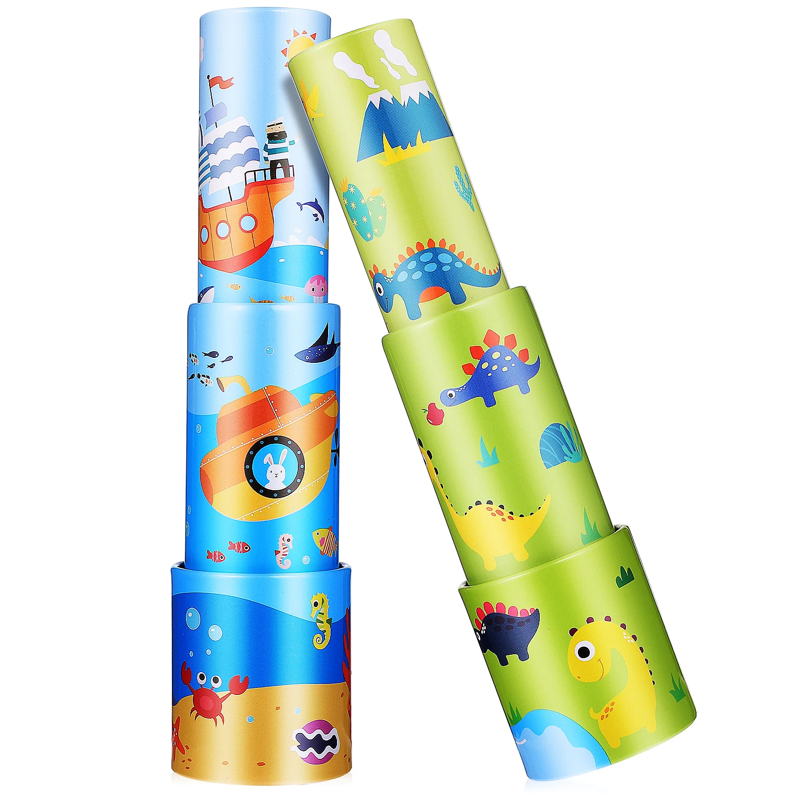 

2pcs Kids Telescopes Astronomical Telescope Suit for 5 Year Old Portable Iron Material Light Weight Cartoon Dinosaur Ocean