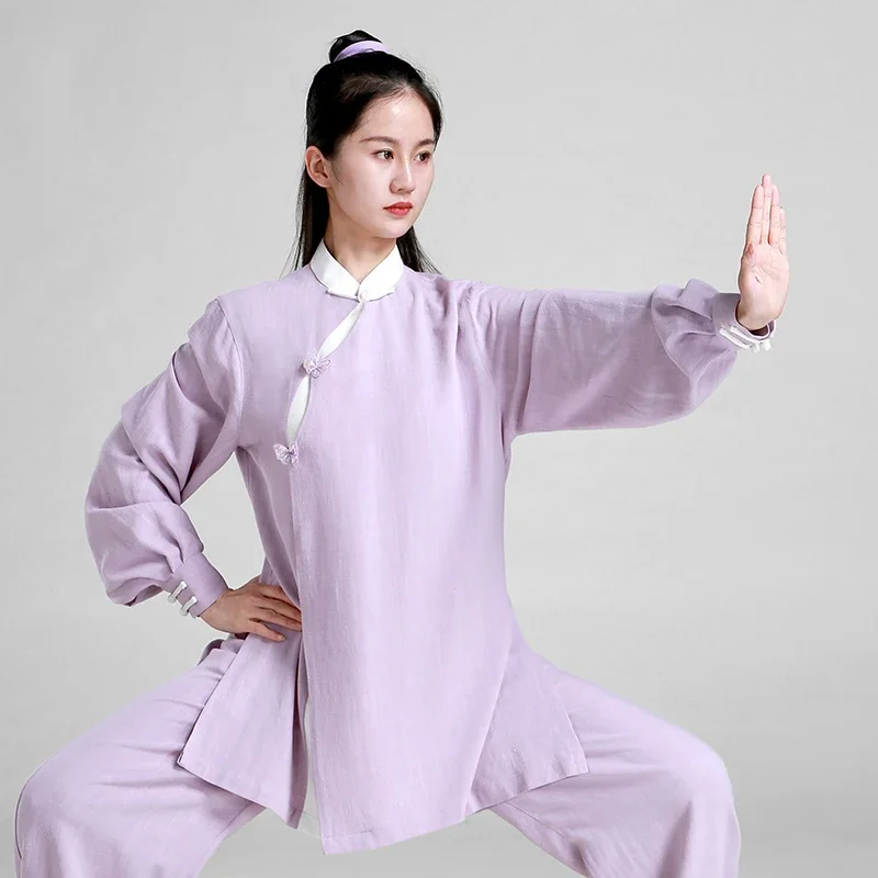 Tai Chi Clothes Wushu Clothing Martial Art Uniform Kung Fu Dress Women Girl Chinese Style Kun Master 2023 New Style Purple