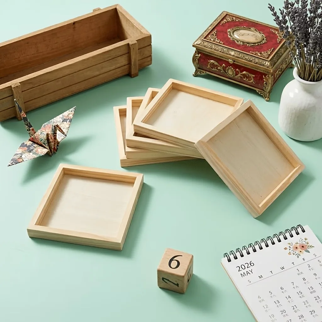 Holz-Basteltablett, Sortiertablett für Kunstprojekte; Leeres Holz-Aufbewahrungsbrett zum Malen, Kritzeln und für Puzzles