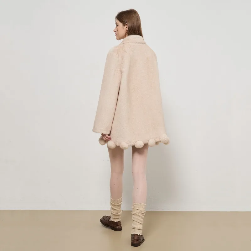 Lapel Brown Furry Jackets Fluffy Loose Single Breasted Faux Fur Jackets Solid Fluffball Decoration Vintage Plush Coats Faux Mink