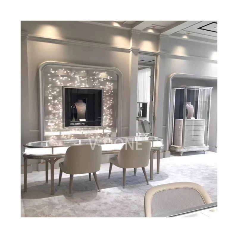 [Customized]High End Luxury Jewelry Store Display Showcase And Counter  Jewellery Shop Interior Design With Lights Jewelry