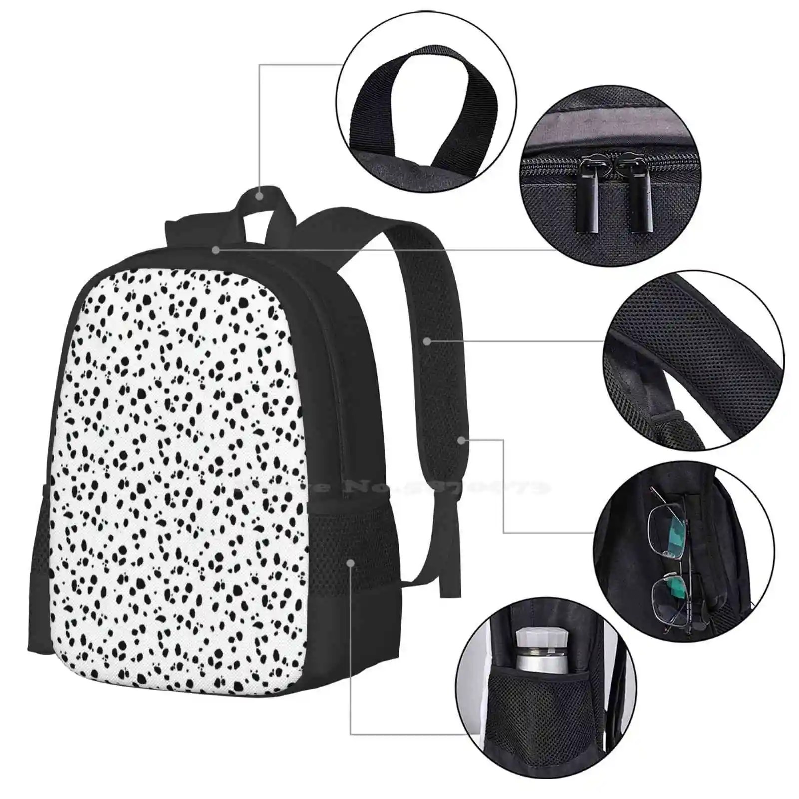 Mochila escolar de grande capacidade para cães, Loolyelzayat, fofo, pontos, dálmata Dog Print, animais, animais de estimação, cachorro, fofo