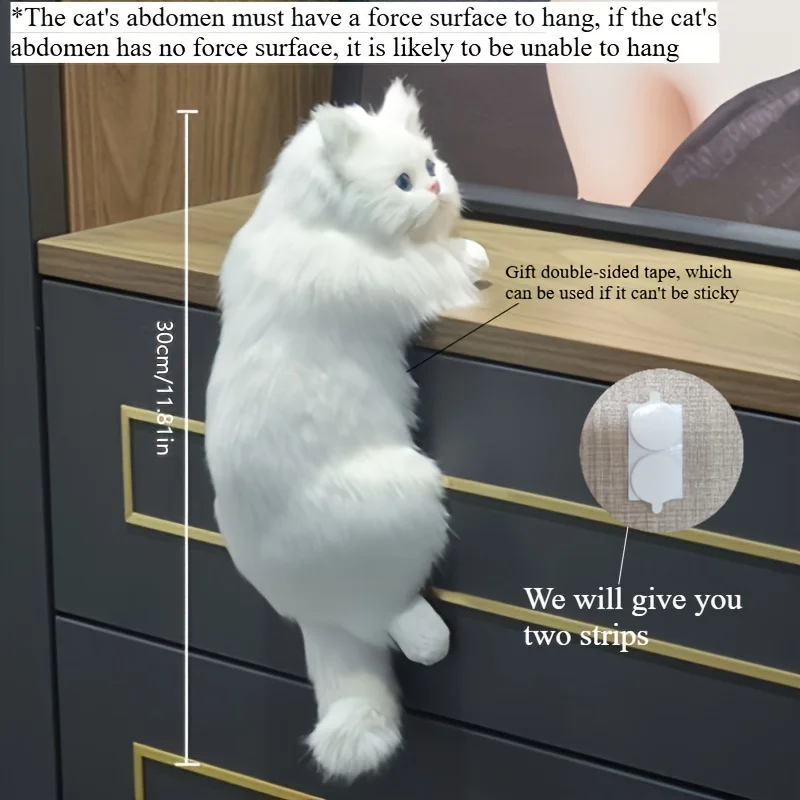 Cat Doll, Lifelike Cat Statue, Blue Eyes and Pink Nose, Uncharged Home Decor, Suitable for Kitchen, Living Room or Wedding Gifts