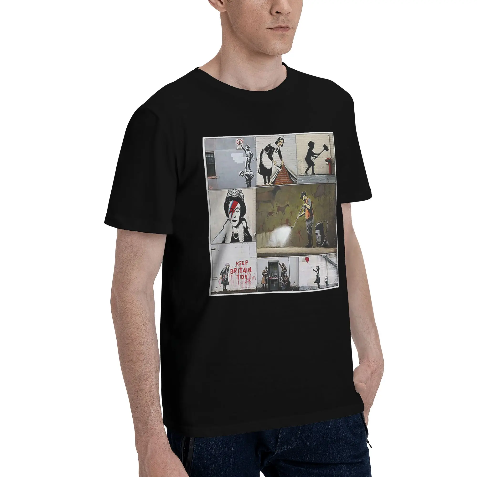 

Banksy Merchandise, Banksy Art Montage 05 Men T-Shirt Plus Size T Shirts Men's O-Neck Cotton Tees Short Summer Male
