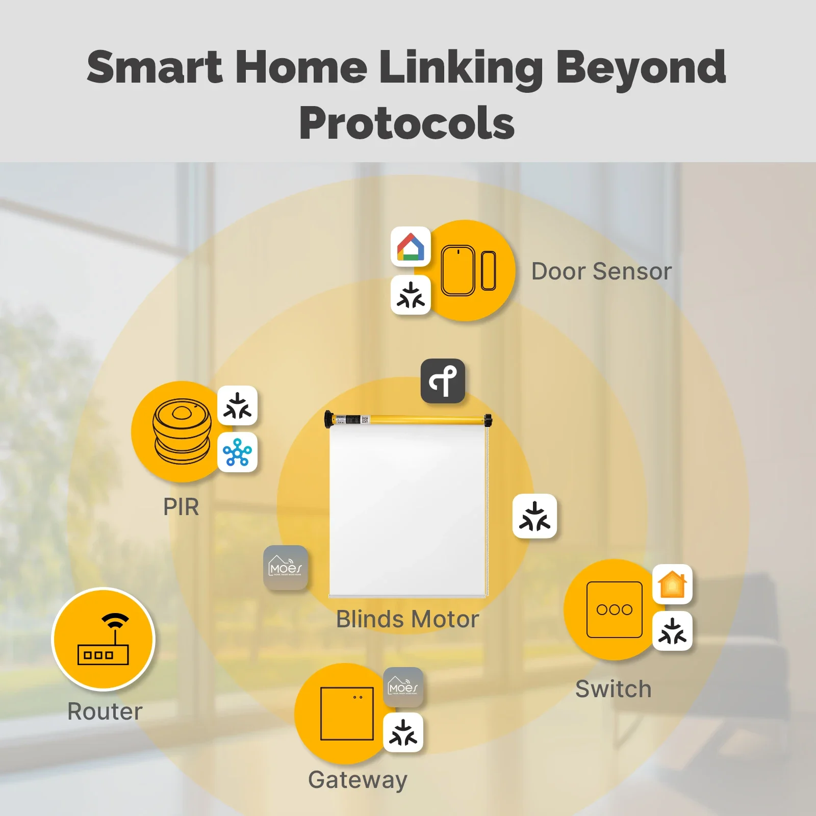 MOES Tuya Matter Over Thread Smart Rollos Schatten Motor Shutter Vorhänge Automatisierung für 38mm Rohr Alexa Google Home Homekit