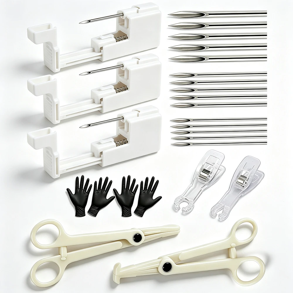 14G 16G 18G Body Piercing Kit for Belly Button/Lip/Tongue/Ear/Nose/Eyebrow/Nipple Piercing Gun Kits Safe Body Piercing Needle