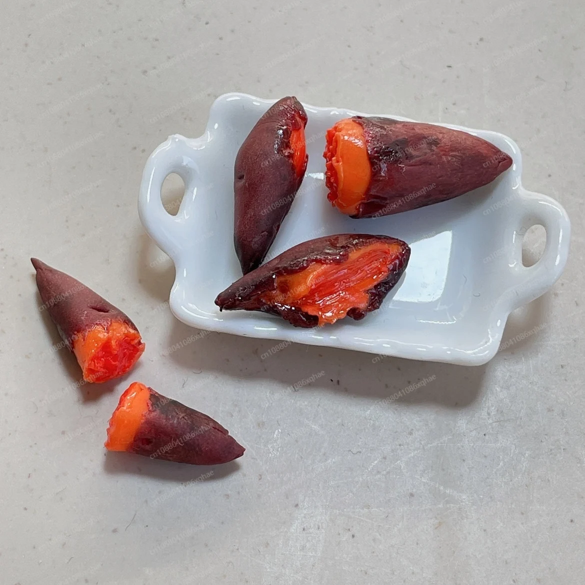 

Mini handmade clay baked sweet potato, miniature doll house with ob11 shooting props, not edible to play with