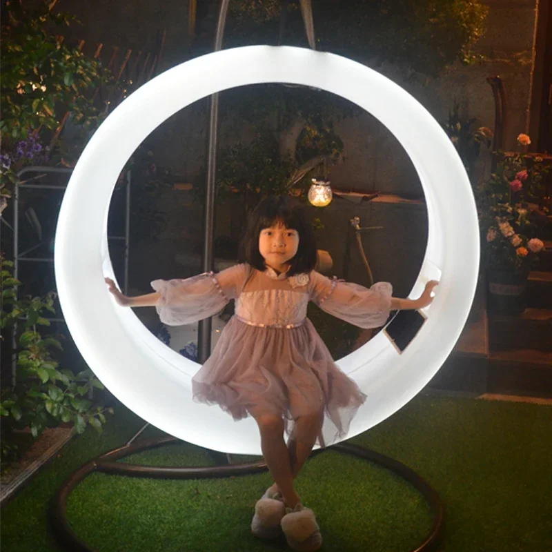 

Adult children double combination love Internet celebrity luminous swing outdoor courtyard solar moon hanging rocking chair