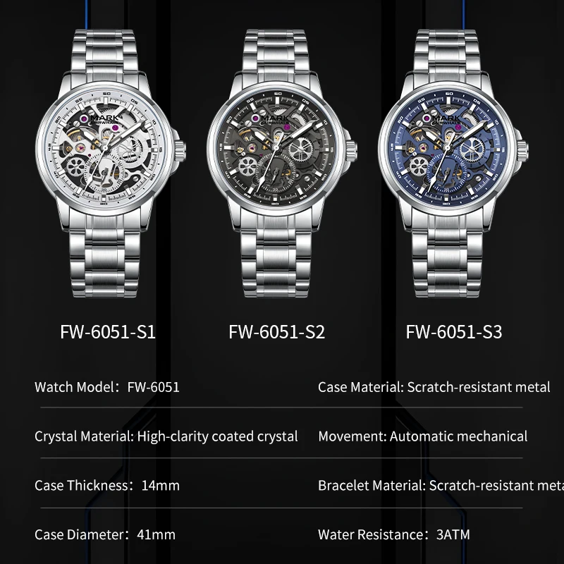 MARK FAIRWHALE New Men Mechanical Watch Business Leisure Hollowed out High End Man Mechanical Wrist Watches