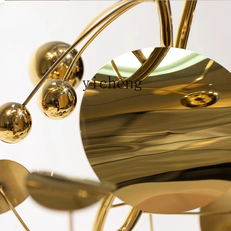 

light luxury living room entrance stainless steel metal floor sculpture ornament hotel decoration