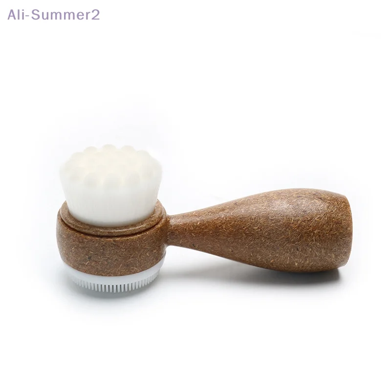 فرشاة تنظيف الوجه بمقبض من جوز الهند، منظف للوجه مزدوج الجوانب، إزالة الرؤوس السوداء، منظف المسام، فرشاة تقشير الوجه #2
