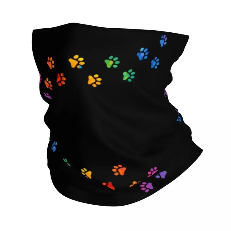 Colorful Dog Paw Bandana Neck Gaiter for Hiking Running Men Women Wrap Scarf Balaclava Warmer