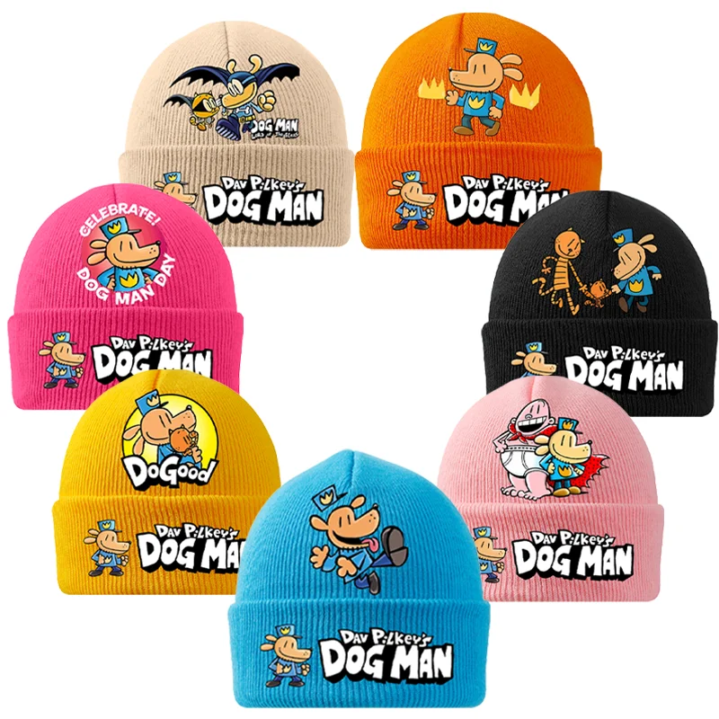 

Dogman Knitted Cap Kid Headgear Dog Mans Cartoon Winter Warm Soft Woolen Hat Baby Skullies Beanies Boy Girl Bonnet Birthday Gift