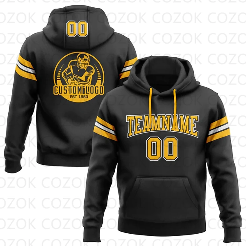 Op Maat Gemaakte Hoodies Zwart Geel Colour Jersey 3d Bedrukt Unisex Pullovers Hoodie Casual Sweatshirts