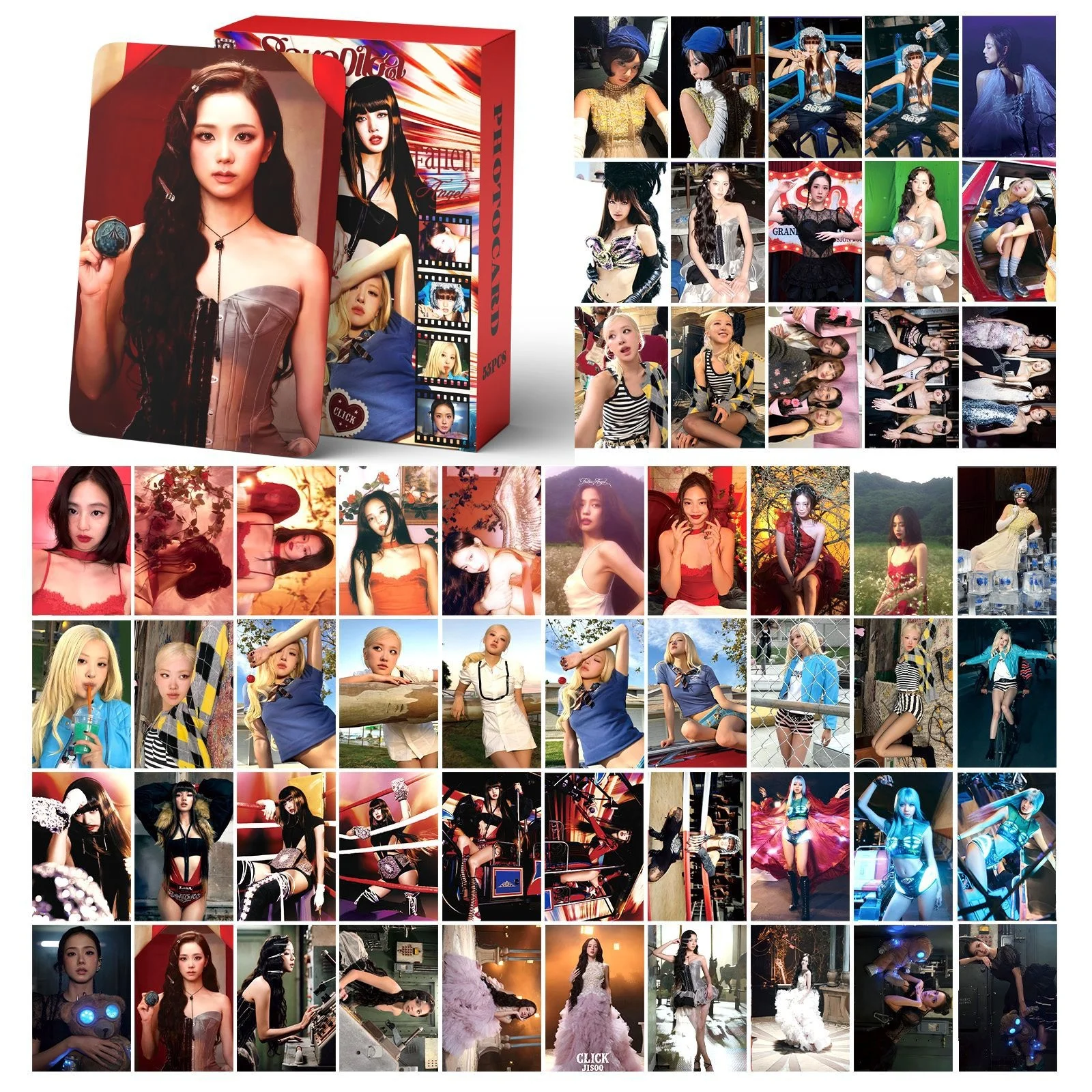 55Pcs New Albums LOMO cards Girl Group Ins 3-inch photo card decoration card double-sided Collection Fans Greeting card Gifts