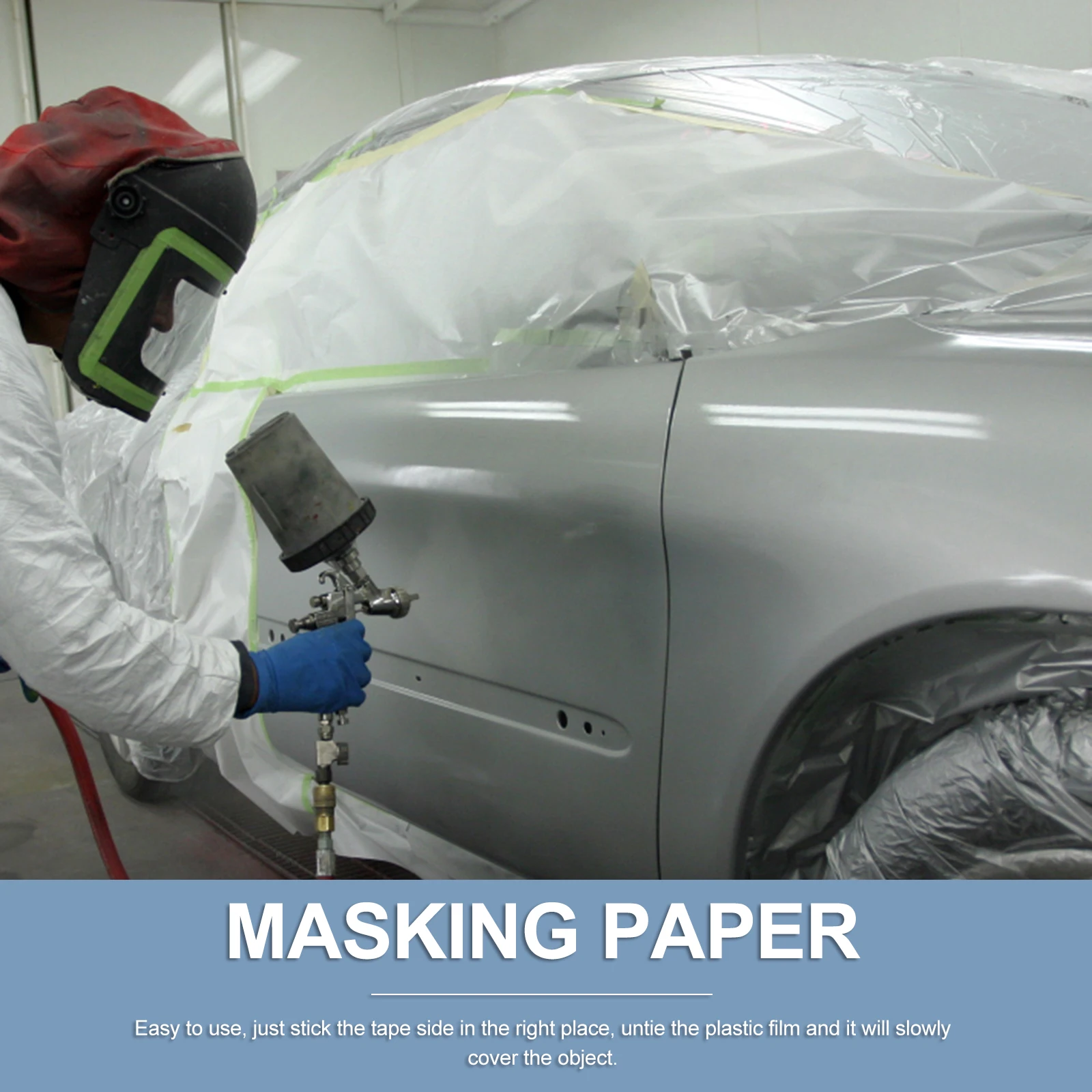 

1pcs 1 Roll Paint Masking Paper Protective Cover For Furniture Car Windows Doors Floor Adhesive Kraft Paper Cover Easy Cut Wall