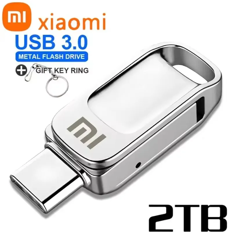 Original XIAOMI 2TB Metal U Disk 2 IN 1 OTG 1024GB 64GB Flash Drive USB 3.1 512gb 1TB Pen Drives Memory Stick Type C Adapter