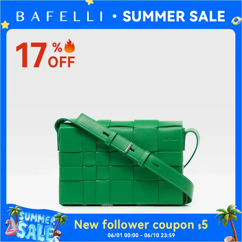 

BAFELLI HANDBAG 2025 NEW WOVEN FASHION GENUINE LEATHER BOX BAG SHOULDER CROSSBODY PURSE WOMEN'S FEMALE LUXURY BRAND CLASSICAL