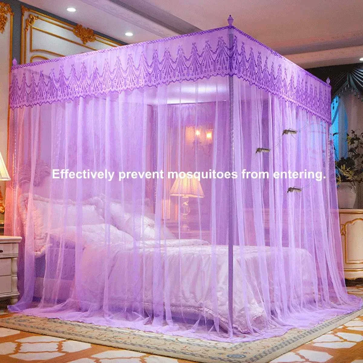180x220cm 4 Corner Bed Mosquito Net Three Side Openings Doors Mosquito Net Bed Netting Home Textile Square Bedding Accessories