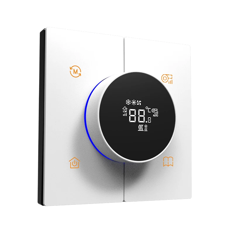 Smart Room Cooling Heating Thermostat 12V DC Power KNX Smart Knob Thermostat Switch Panel for Hotel Villa Home