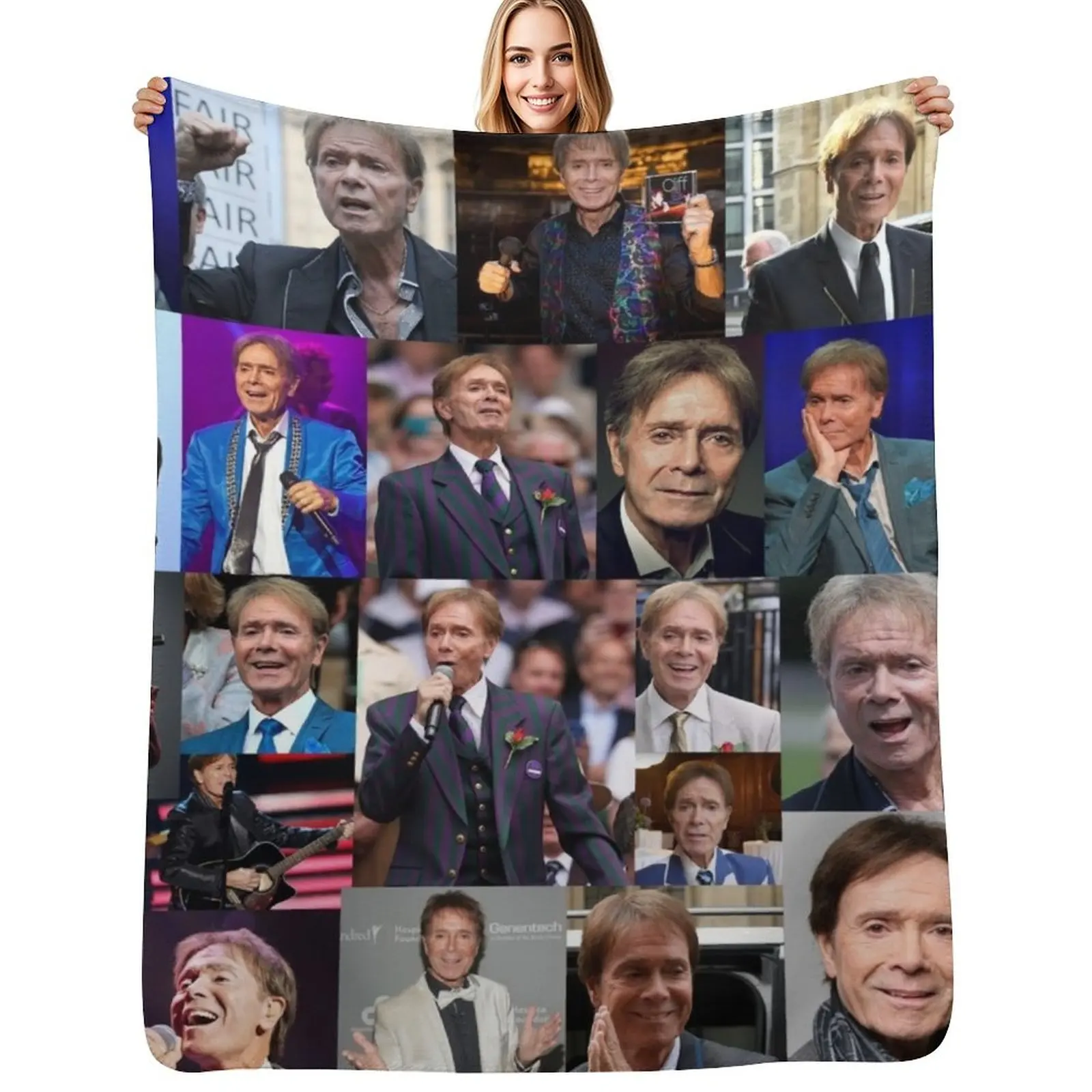 Cliff Richard Veteran English Singer Squarish Photo Collage Throw Blanket Blankets For Sofas Designers for winter Blankets