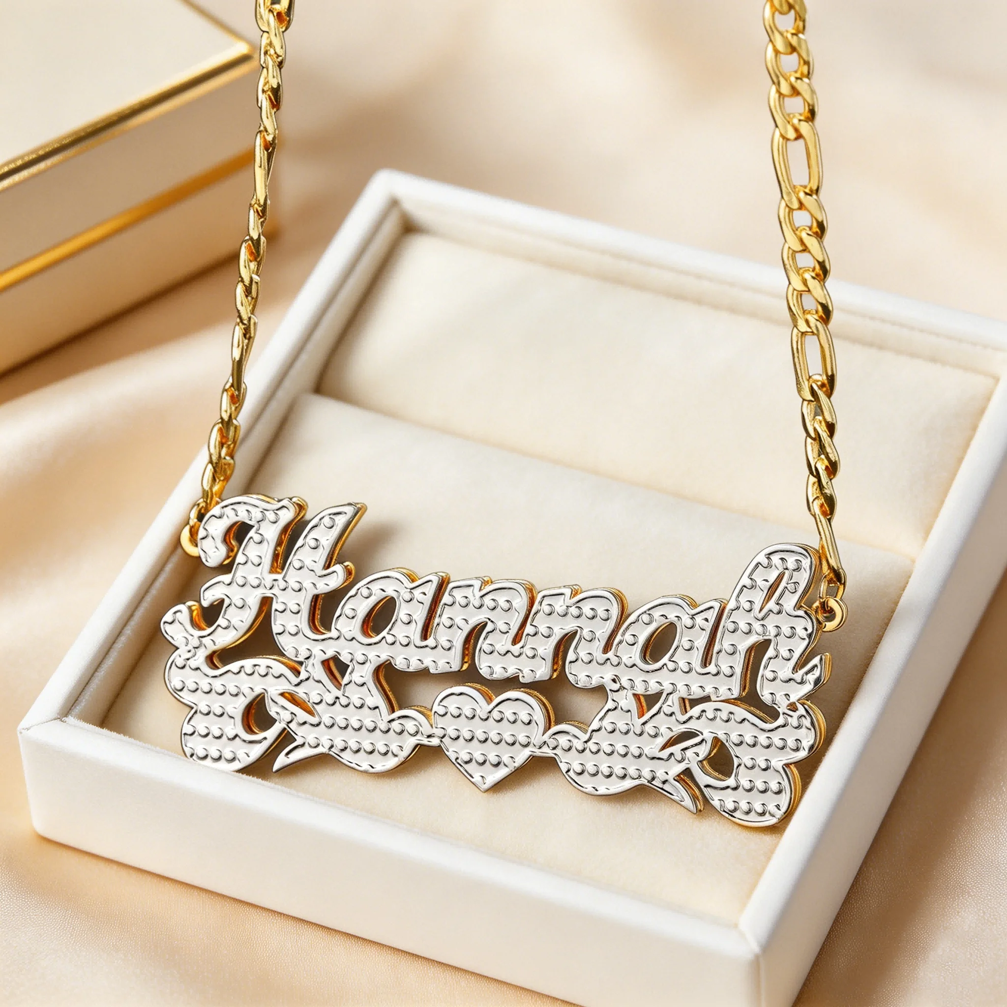 Customized Double Plated Love Bird Name Necklace For Women Gold Plated Stainless Steel Jewelry Customized Names Pendant Jewelry