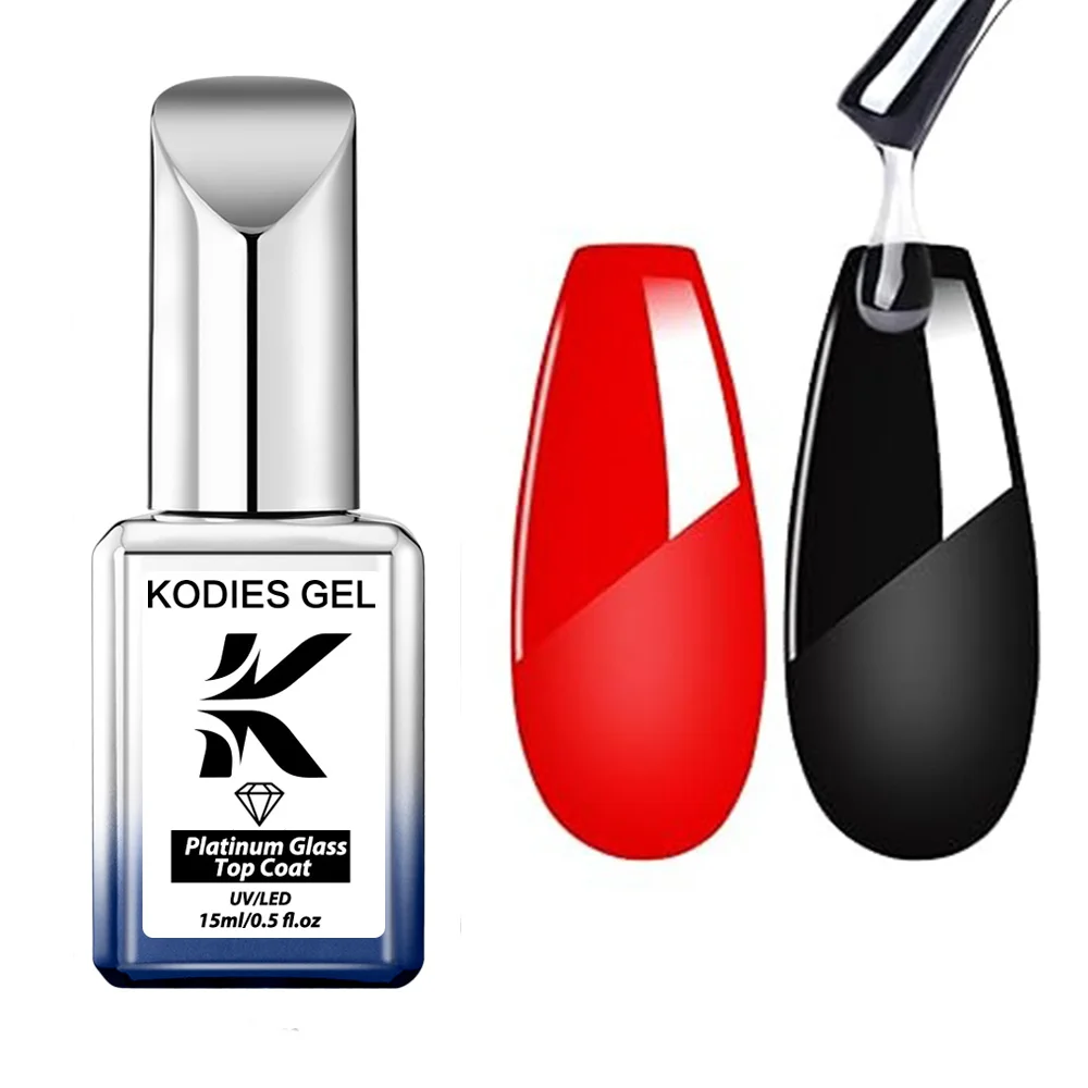 KODIES ジェル スーパーシャイン トップコート プラチナガラス トップコート ジェルネイルポリッシュ フィニッシュ セミパーマネント UV/LED マニキュア ネイルアート用品