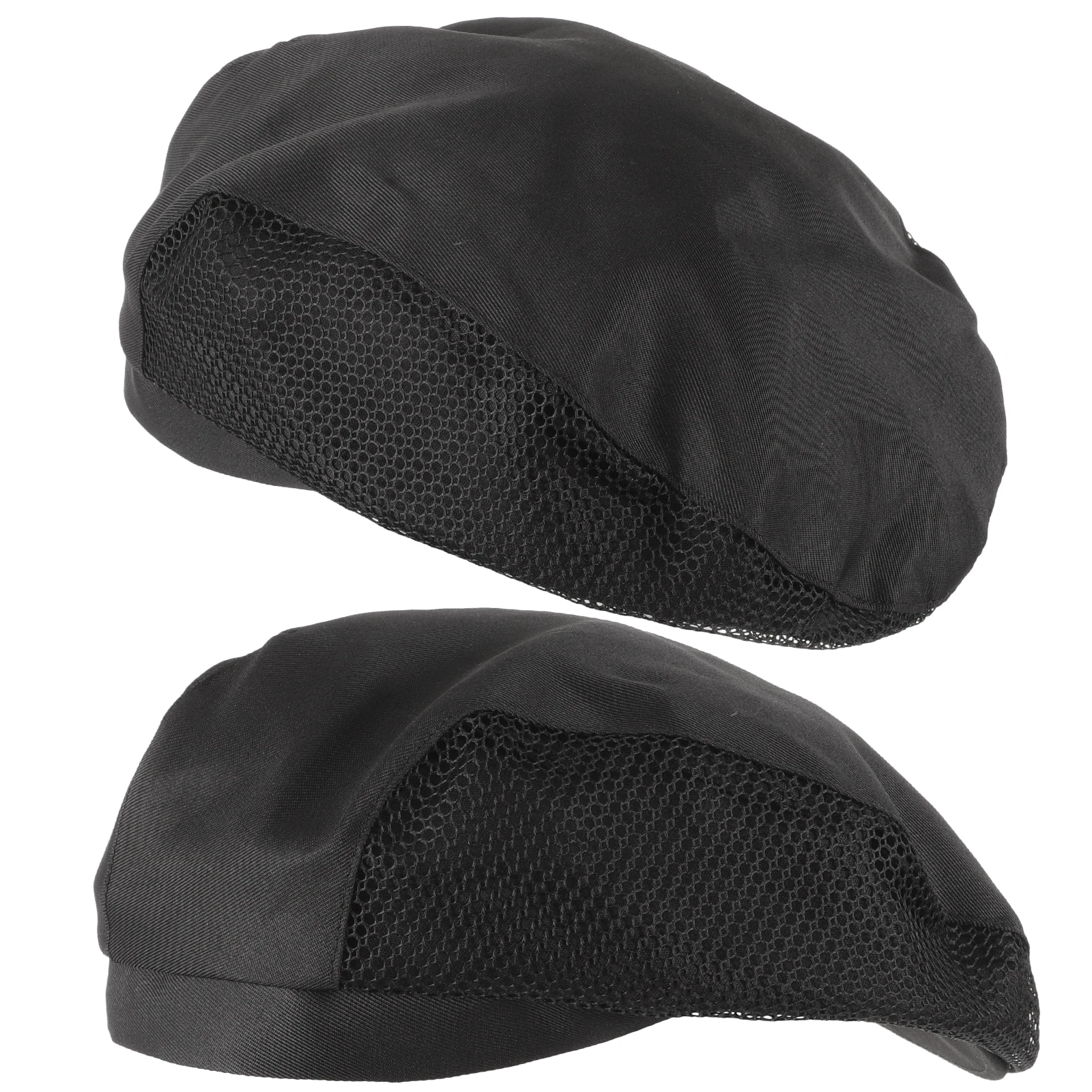 

2pcs Chef Hat Black Kitchen Worker Cap Hair Net Food Service Cook Hat for Bakers Catering Schools Soft Comfortable Work Cap