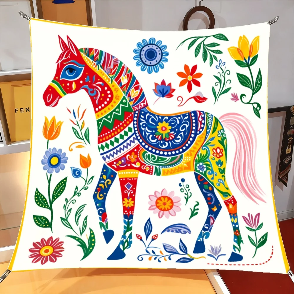Retro Wild Animal Art Square Bandana Women Daily Streetwear Travel Bohemian Holiday Outdoor Headscarf Sunscreen Shawl Headscarf