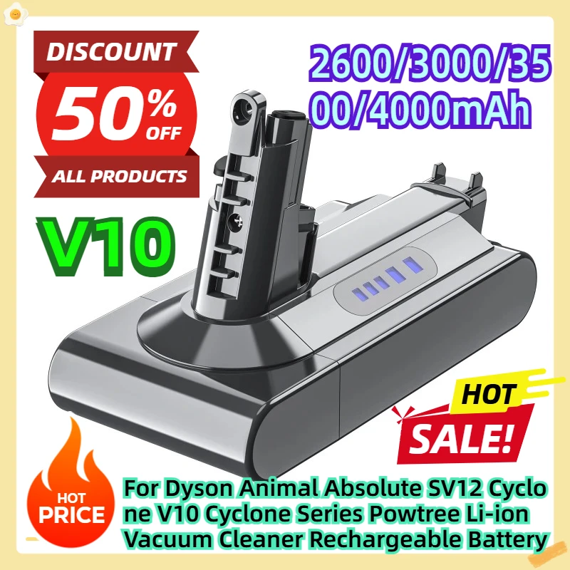 For Dyson Animal Absolute SV12 Cyclone V10 Cyclone Series Powtree Li-ion Vacuum Cleaner Rechargeable Battery