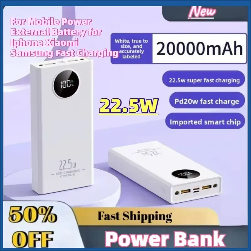 Super Ultralarge Capacity 22.5W 20000mAh Power Bank for Mobile Power External Battery for Iphone Xiaomi Samsung Fast Charging