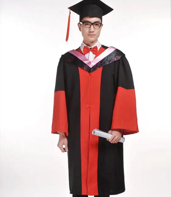 

Doctoral Gown Academic Uniform Doctor Graduation Red Robe School Student