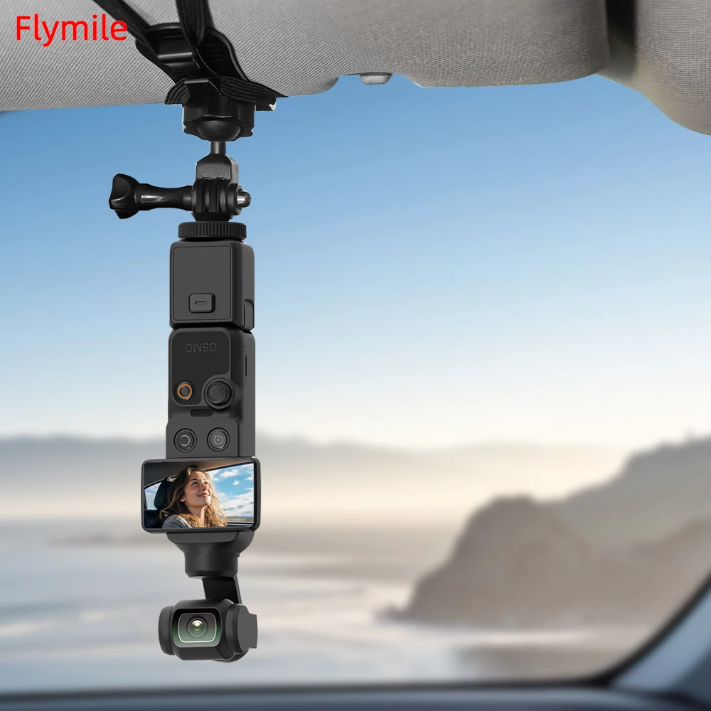 BRDRC Car Sun Visor Mount for DJI OSMO Pocket 4/Action 5 Pro Accessories Quick Release Camera Holder Clip