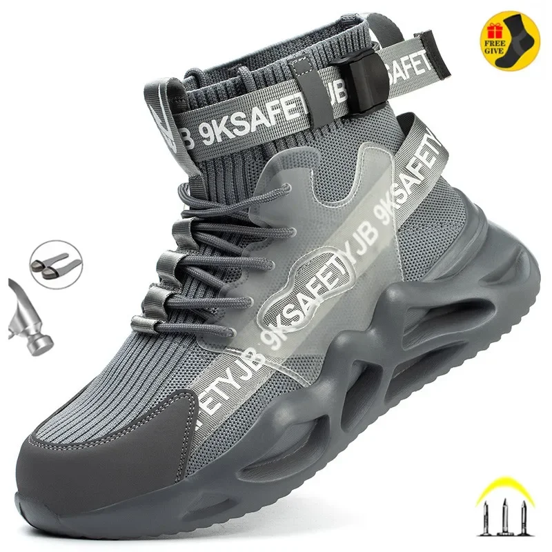 

New Fashion Man Safety Shoes Puncture-Proof Work Sneakers Lightweight Men Steel Toe Cap Indestructible Boots Male Footwear