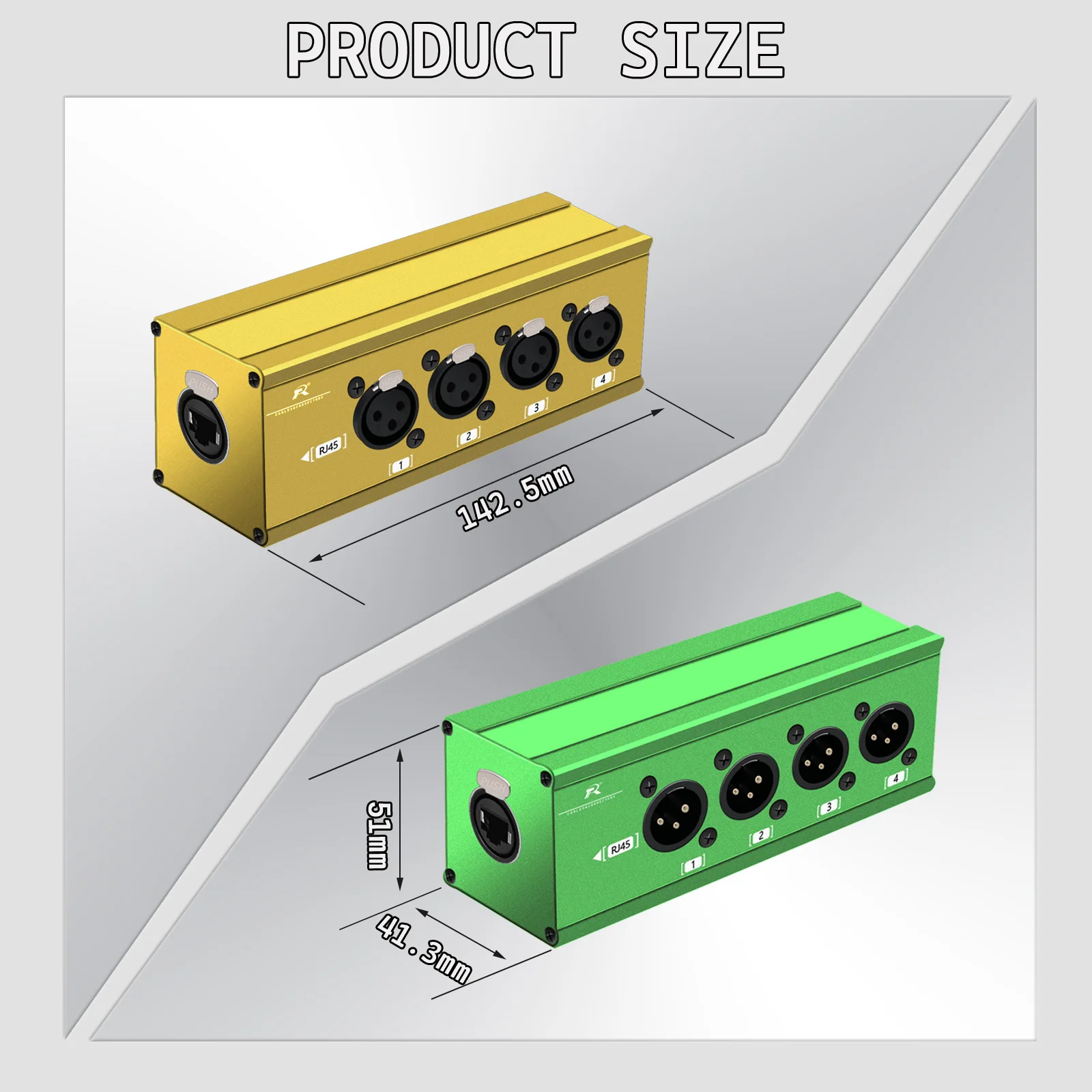 1pc RJ45 CAT5 Ethercon to 4 Channel 3Pin XLR Audio/DMX over Network Cable Extender for Stage Sound Lighting and Recording Studio