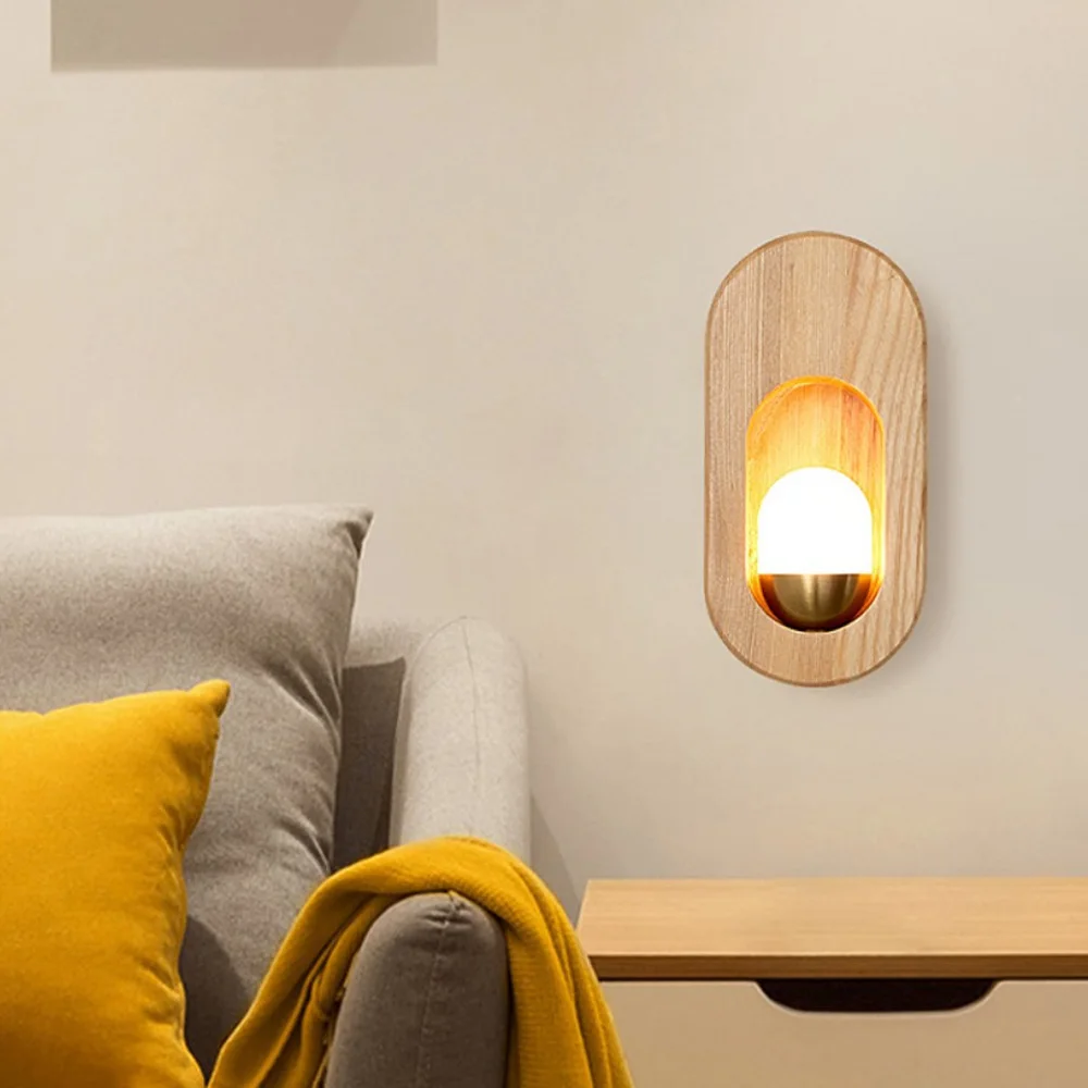 Applique Murale LED en Bois Massif au Design Scandinave Moderne et Simple, Luminaire Décoratif d'Nik, Idéal pour une Chambre à Coucher, un Hôtel ou un Allée