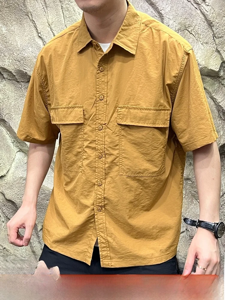 

Тактическая уличная ort Sve irt Qui Dry, дышащая летняя рабочая одежда, молодежная повседневная однотонная рабочая одежда на пуговицах