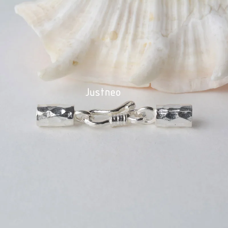 solid 925 sterling silver Clasp Leather Cord End Cap , silver jewelry diy findings/components