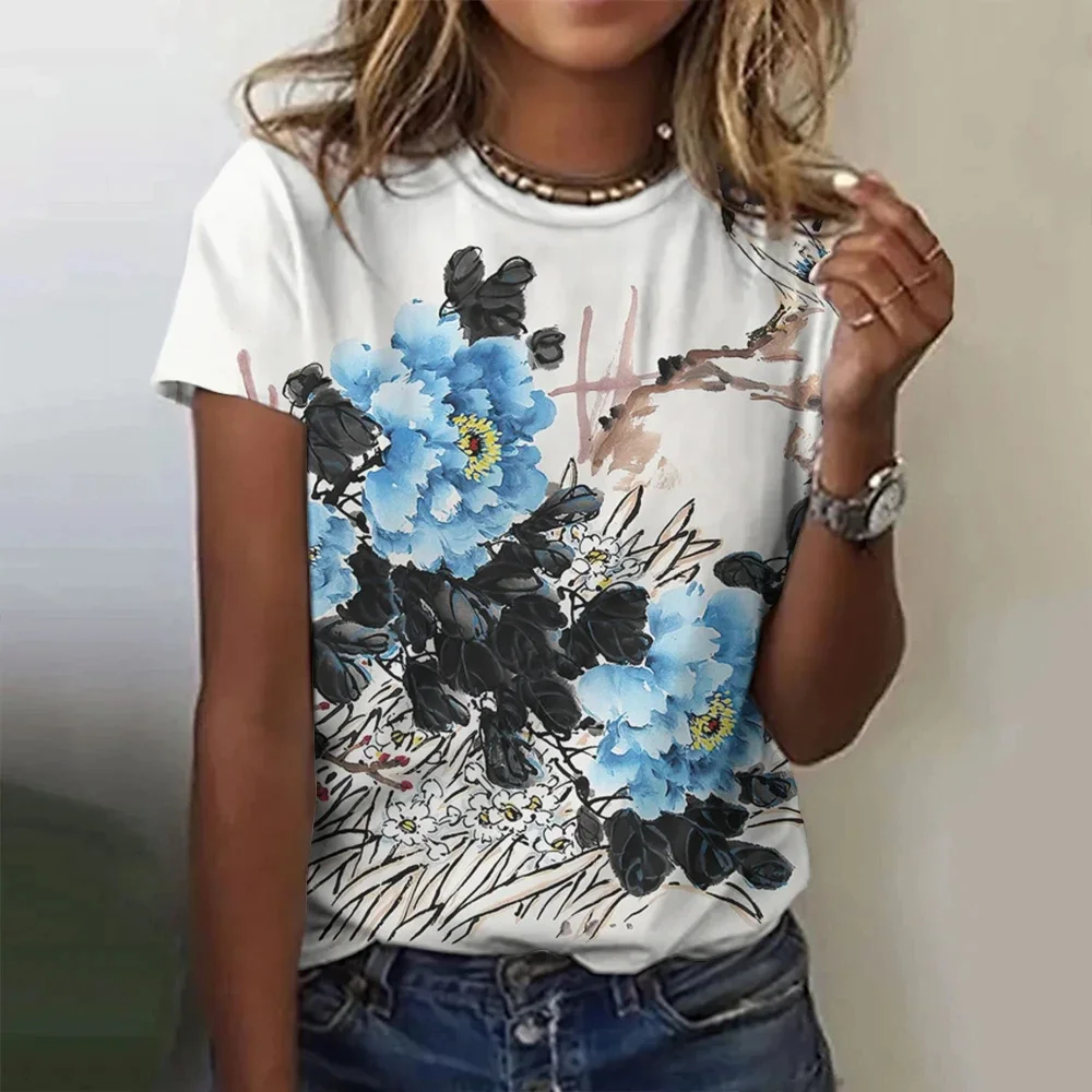 Summer Angel Flower 3D Print T-shirts Women Streetwear Casual Fashion Y2k Short Sleeve T Shirt O-neck Kids Tees Tops Clothing