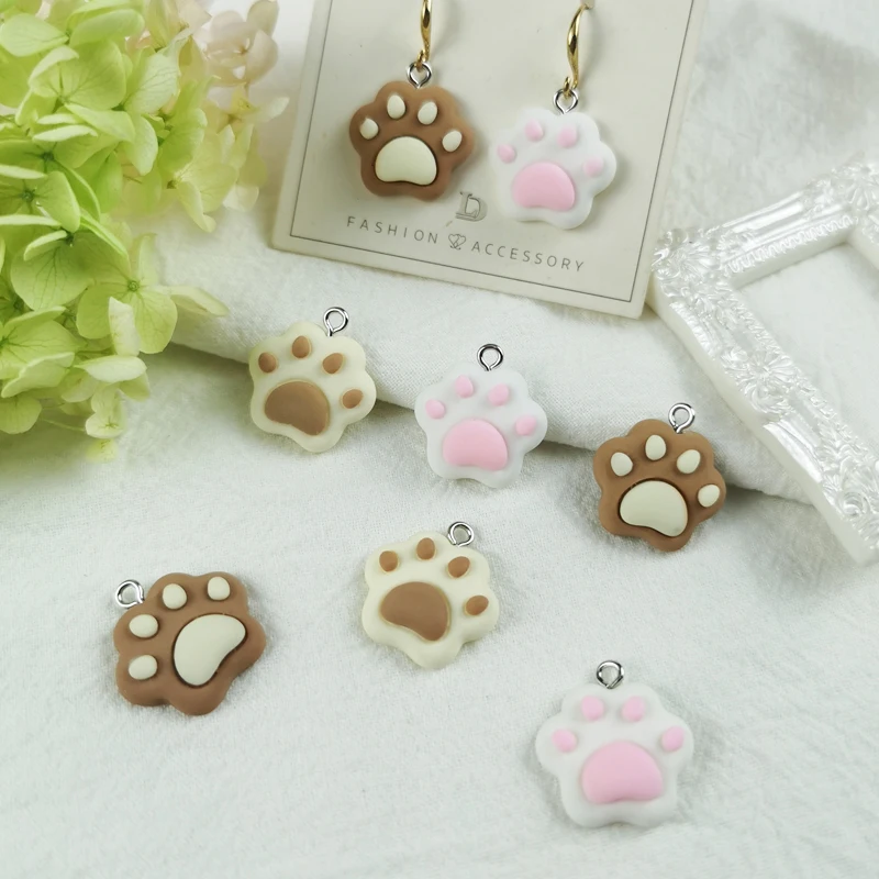 JeQue 20pcs 3D Cute Bear Paw Cat Paw Resin Charms Flatback Diy Keychain Necklace Earrings Pendant Accessories Jewelry Findings