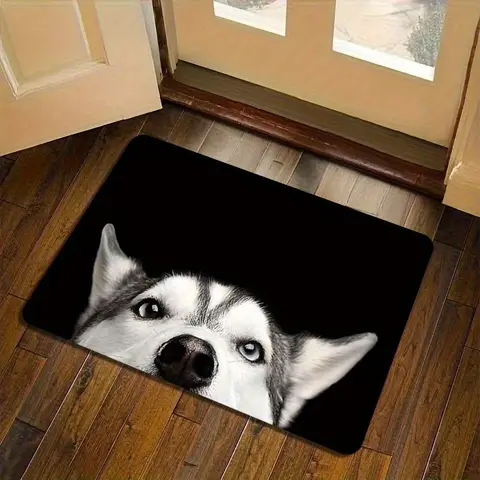 1pc Non-slip Realistic Siberian Husky Floor Mat - Anti-skid Mat for Living Room, Bedroom, Office