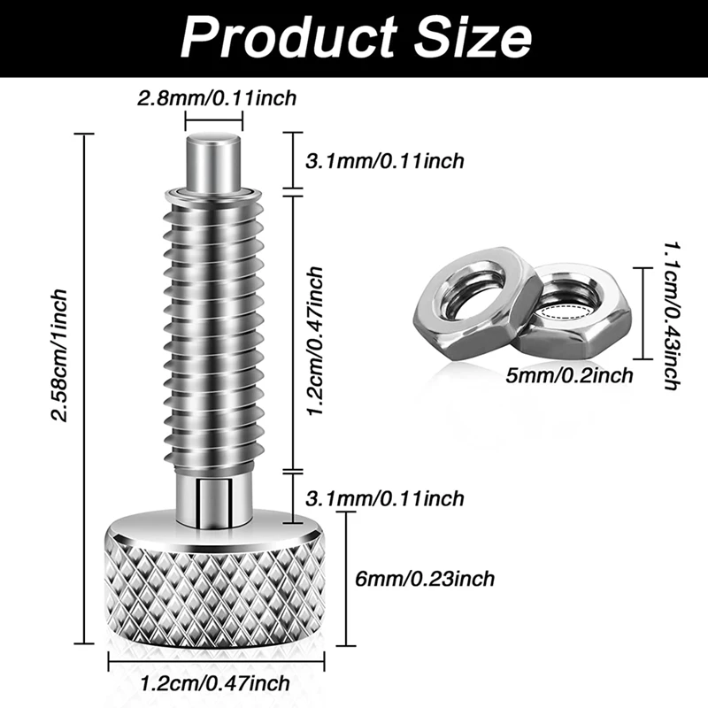 2 ชิ้น Hand Retractable Spring Plunger สแตนเลสล็อค M6 ประเภท Quick Release Pins สําหรับ Rolling กล่องเครื่องมือ Packout