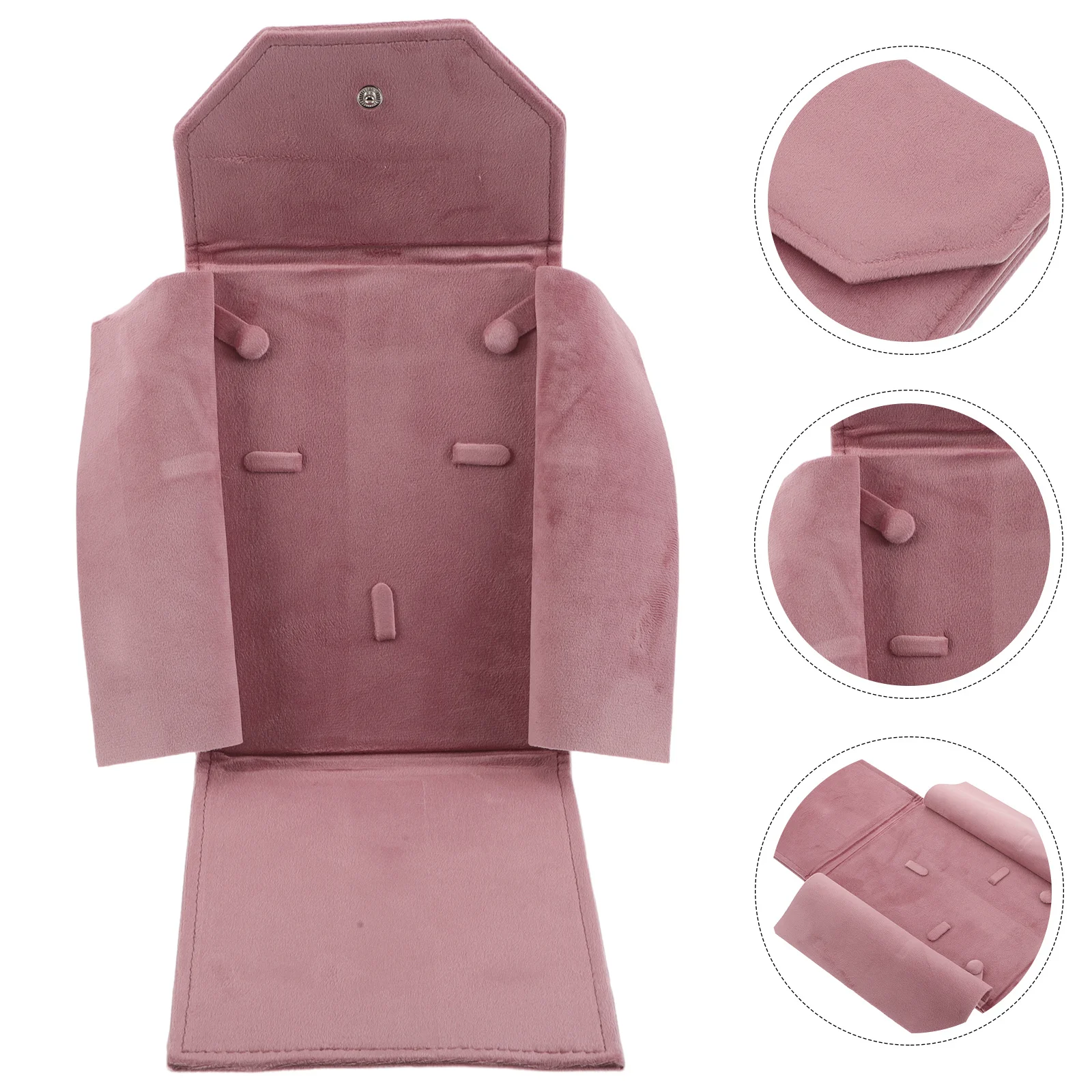 

Jewelry Storage: Travel Organizer For Necklace Ring Bracelet Earring Pendant Box Snap Closure Portable Pink Case