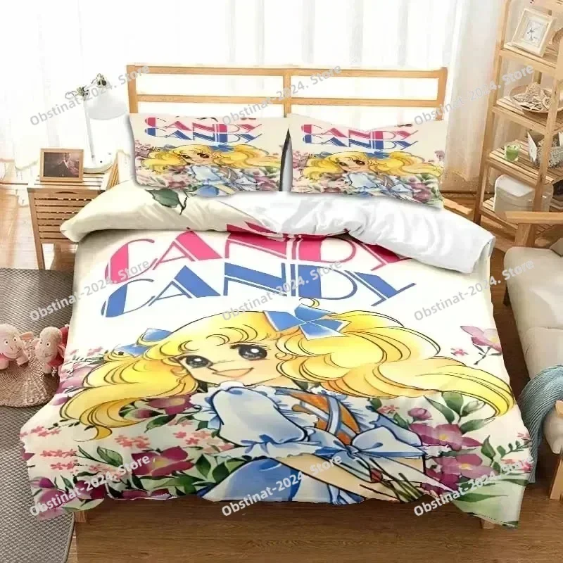 Manga Candy Candy Bedding Set Print Bed Set With Pillowcase Bed Duvet Cover Soft Single Double Queen Super King Size Boys Adult