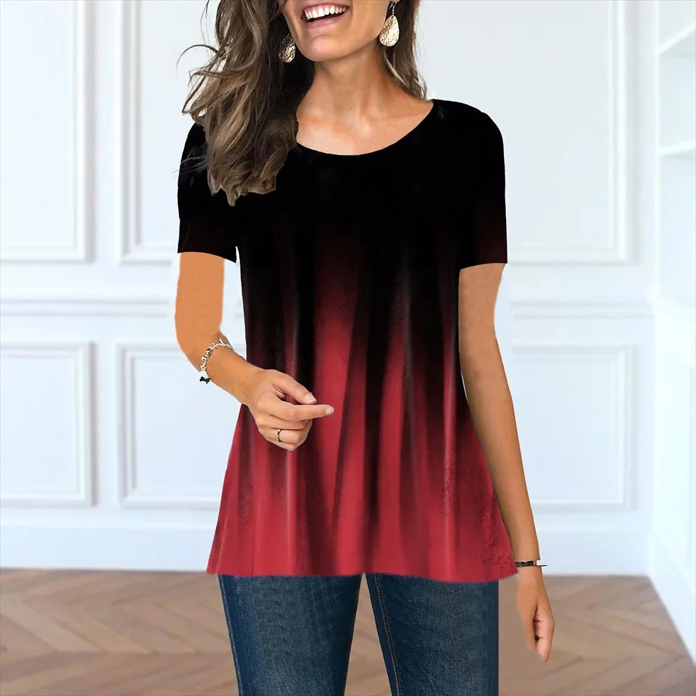 New Summer Fashion Tie-dye Women T-Shirts Short Sleeve 3D Printed Street Gradient Ladies Tee 6XL Plus Size Casual Tops