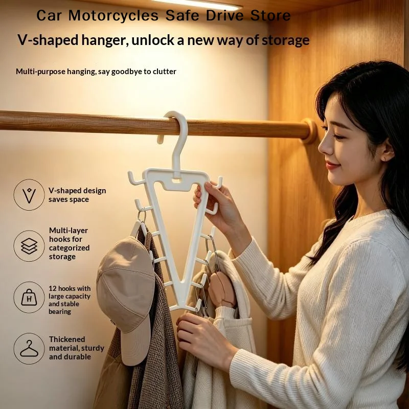 【M】1/2 PCS White V Shaped Over Door Hanger With 12 Hooks 360 Degree Rotation For Storing Bags Hats Scarves Clothes In Entryway